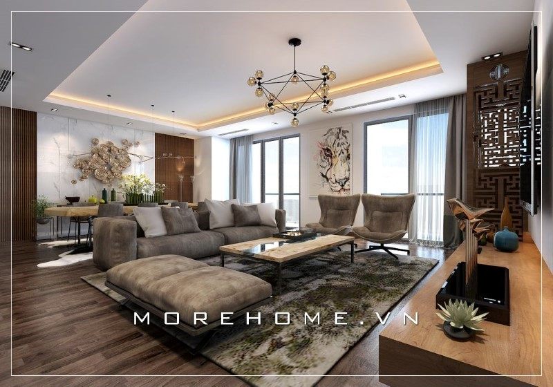 Thiết kế phòng khách chung cư hiên đại đẹp cuốn hút vạn người mê.